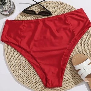 New- Plus Red High Waisted Bikini Panty
